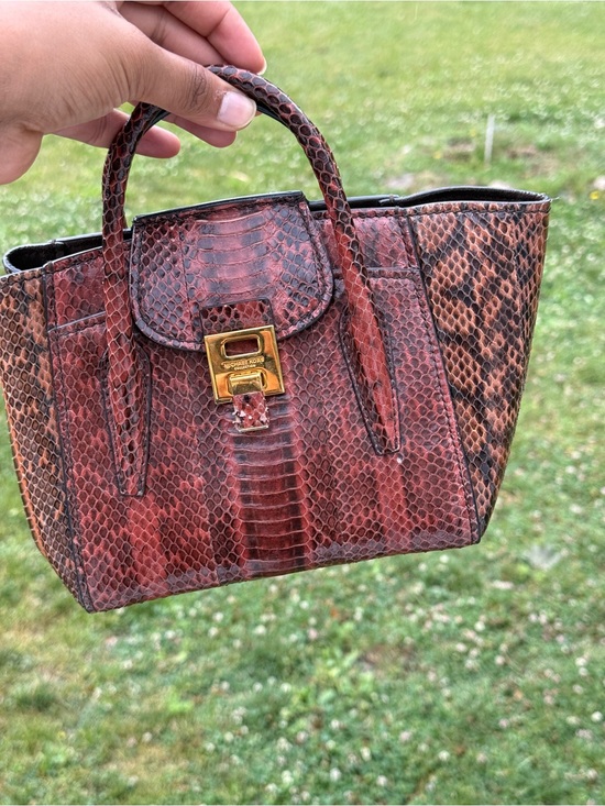 Michael Kors Collection Handbags - Michael Kors Collection Bancroft Mini Two-Tone Snakeskin Satchel ladies bag